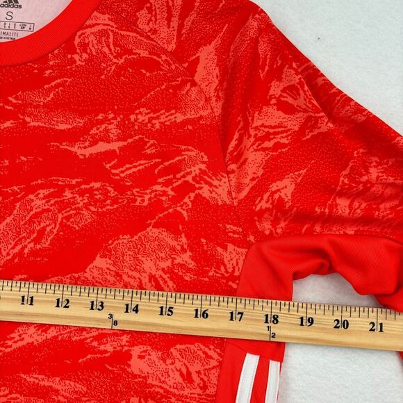 Adidas ClimaLite Pullover Tee Shirt Long Sleeve Orange Print Men's Size S - Picture 6 of 8